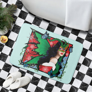Red Green Christmas Solstice Fairy Bath Mat
