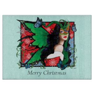 Red Green Christmas Solstice Fairy Cutting Board