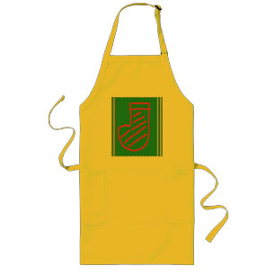Red Green Christmas Stocking on Green Long Apron