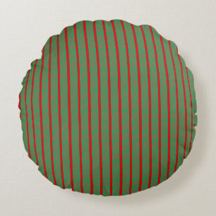 Red Green Christmas Stocking on Green Red Round Pillow