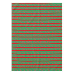 Red Green Christmas Stocking on Green Red Tablecloth