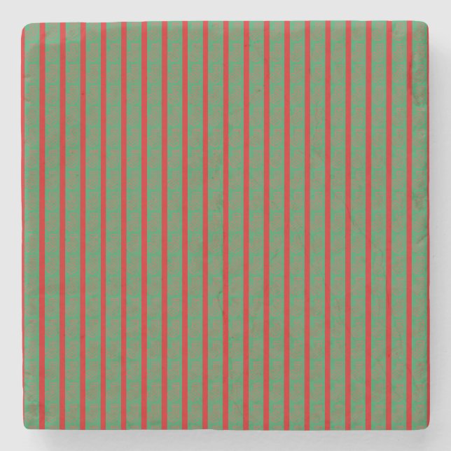 Red Green Christmas Stocking  Stone Coaster (Front)