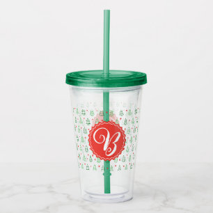 Red & Green Christmas tree Acrylic Tumbler