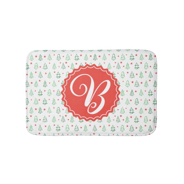 Red & Green Christmas tree  Bath Mat (Front)