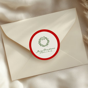 Red & Green Christmas Tree Classic Round Sticker