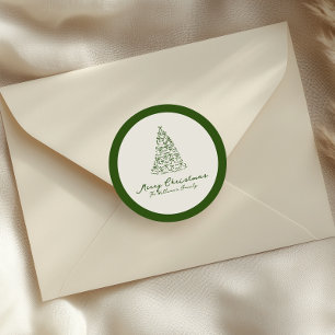 Red & Green Christmas Tree Classic Round Sticker