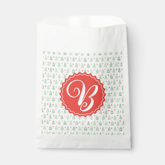 Red & Green Christmas tree  Favour Bag (Front)