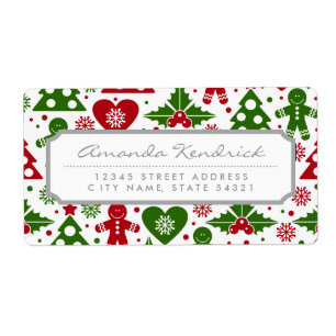 Red & Green Christmas Tree Gingerbread Man Pattern