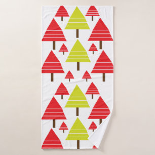 Red Green Christmas Tree Modern Cute Motif