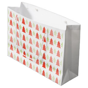Red Green Christmas Tree Pattern  Large Gift Bag