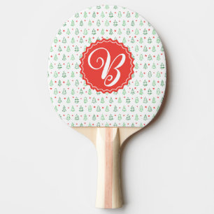 Red & Green Christmas tree  Ping Pong Paddle
