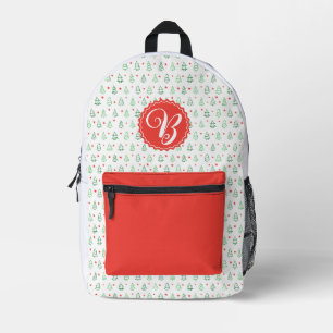 Red & Green Christmas tree  Printed Backpack