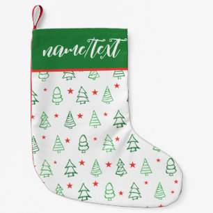 Red & Green Christmas tree  Small Christmas Stocking