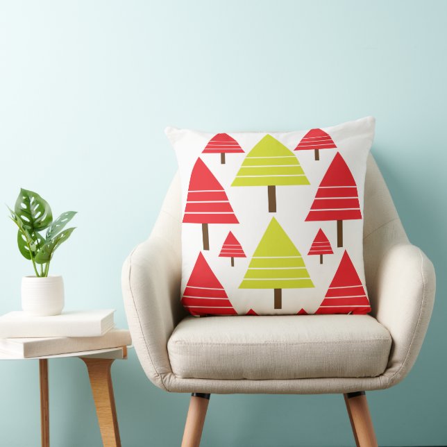 Red Green Christmas Tree  Throw Pillow (Chair)