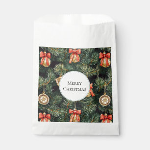 Red Green Christmas Trees Gold Ornaments Favour Bag