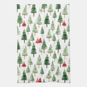 Red Green Christmas Trees Kitchen Towel