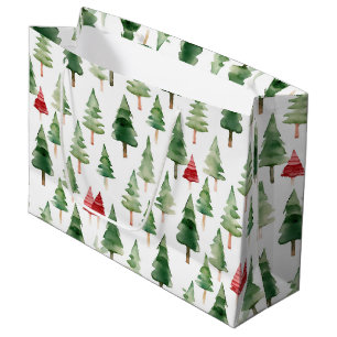 Red Green Christmas Trees Large Gift Bag