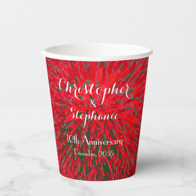 Red Green Christmas Wedding Anniversary Party Paper Cups (Front)