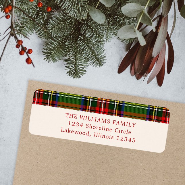 Red Green Classic Christmas Plaid Return Address (Creator Uploaded)