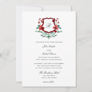 Red & Green Classic Christmas Wedding Invitation 