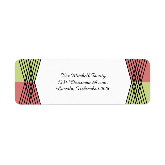 Red Green Colourful Deco Address Labels (Front)