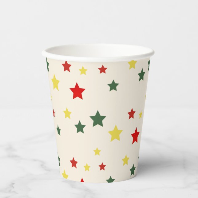 Red Green Colourful Festive Modern Merry Christmas Paper Cups (Front)