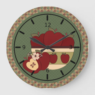 Red & Green Country Apples Round Wall Clock