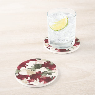 Red Green Cream Camo Coaster