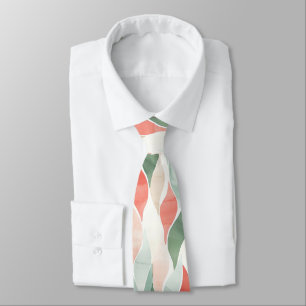 Red Green Cream Mint White Abstract Tie