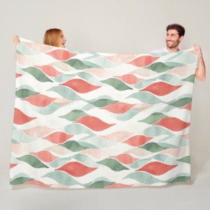 Red Green Cream Mint White Christmas Fleece Blanket