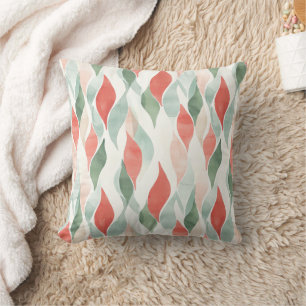 Red Green Cream Mint White Christmas Throw Pillow