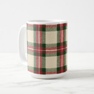Red Green Cream Plaid Stripes Christmas Coffee Mug
