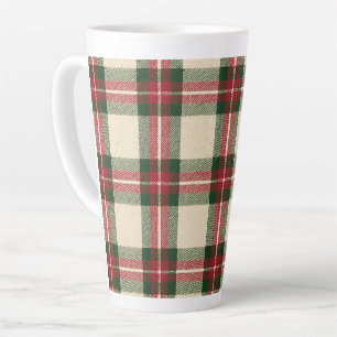 Red Green Cream Plaid Stripes Christmas Latte Mug