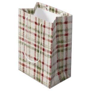 Red Green Cream Stripes Medium Gift Bag
