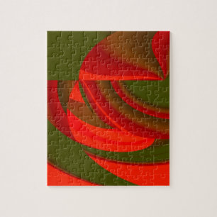Red & Green Cubist Abstract Jigsaw Puzzle