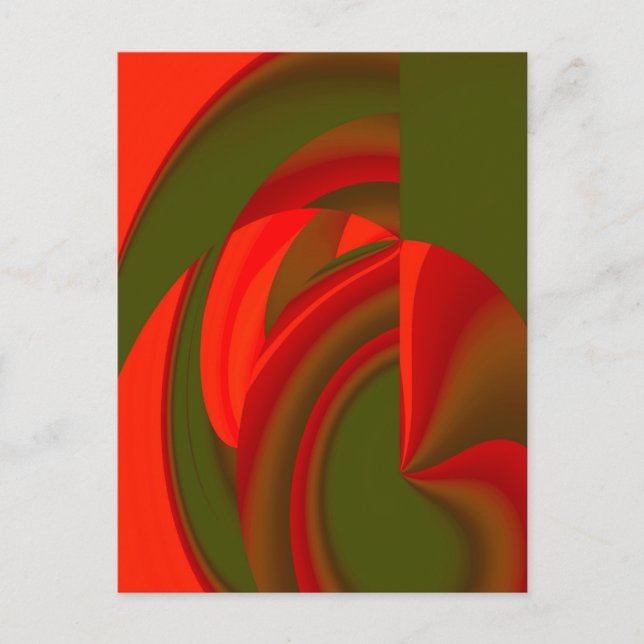 Red & Green Cubist Abstract Postcard (Front)