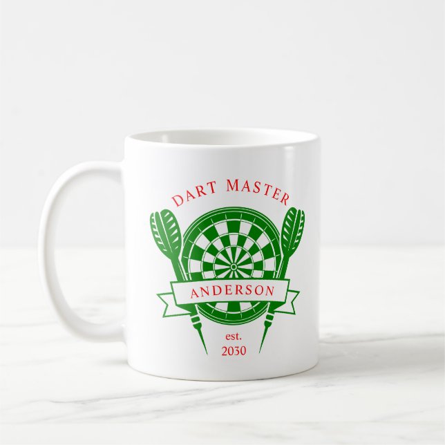 Red Green Custom Name Dart  Coffee Mug (Left)