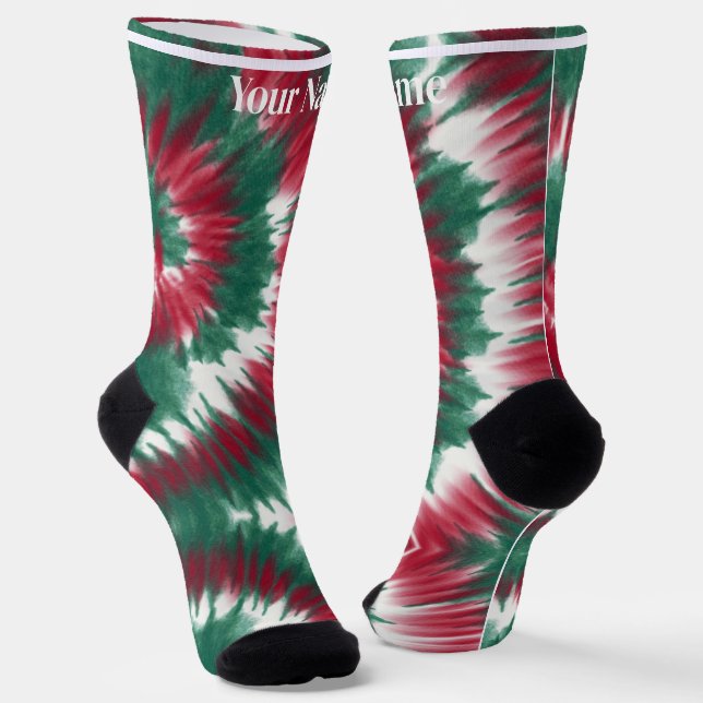 Red & green | Custom Name Socks (Angled)