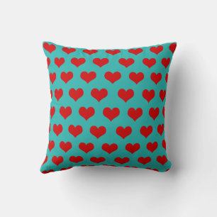 Red Green Cute Cozy Modern Romantic Chic Heart  Throw Pillow