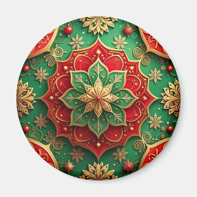 Red Green Decorative Christmas Holiday Magnet (Devant)