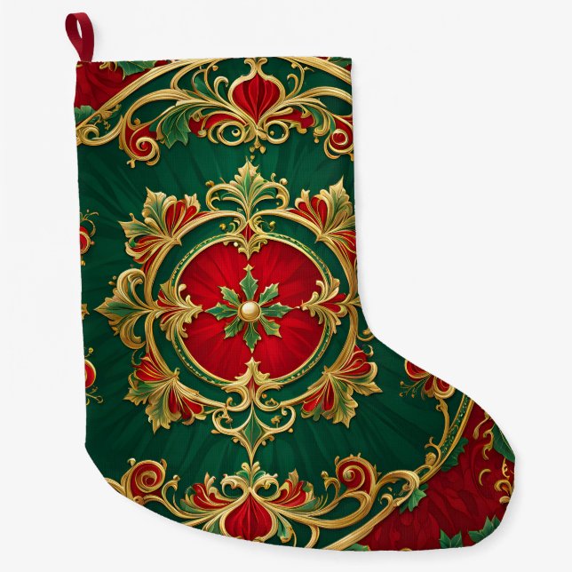 Red Green Decorative Christmas Holiday Stocking (Front)
