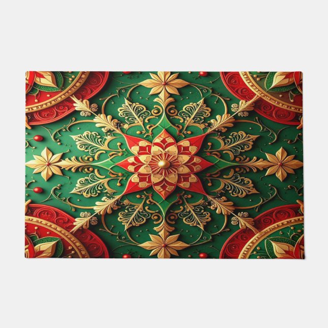 Red Green Decorative Holiday Doormat (Front)