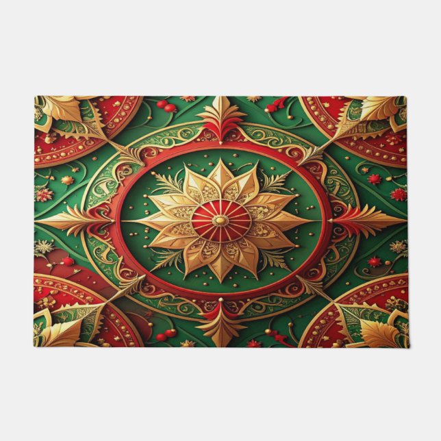 Red Green Decorative Holiday Doormat (Front)