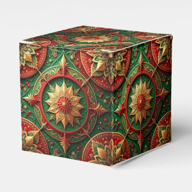 Red Green Decorative Holiday Favor Box (Front Side)