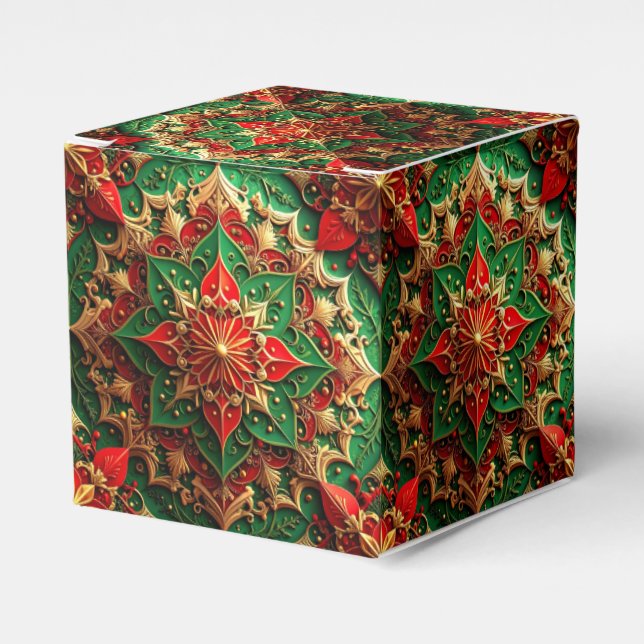 Red Green Decorative Holiday Favor Box (Front Side)