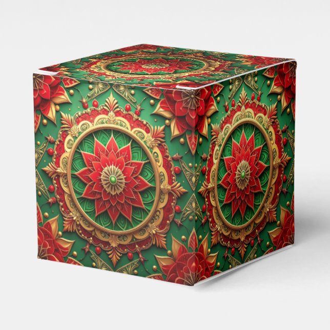 Red Green Decorative Holiday Favor Box (Front Side)