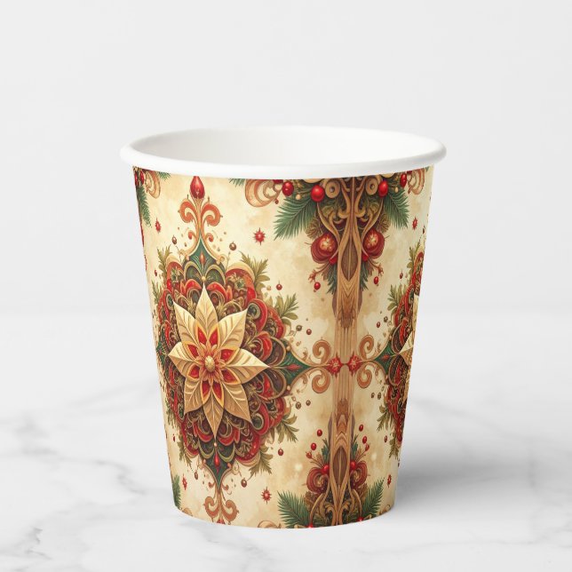 Red Green Decorative Holiday Paper Cups (Front)