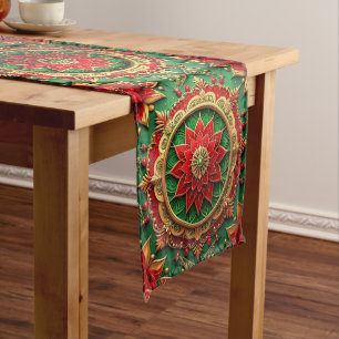 Red Green Decorative Holiday Table Runner