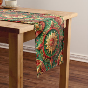 Red Green Decorative Holiday Table Runner