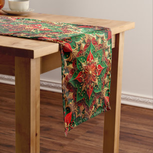 Red Green Decorative Holiday Table Runner